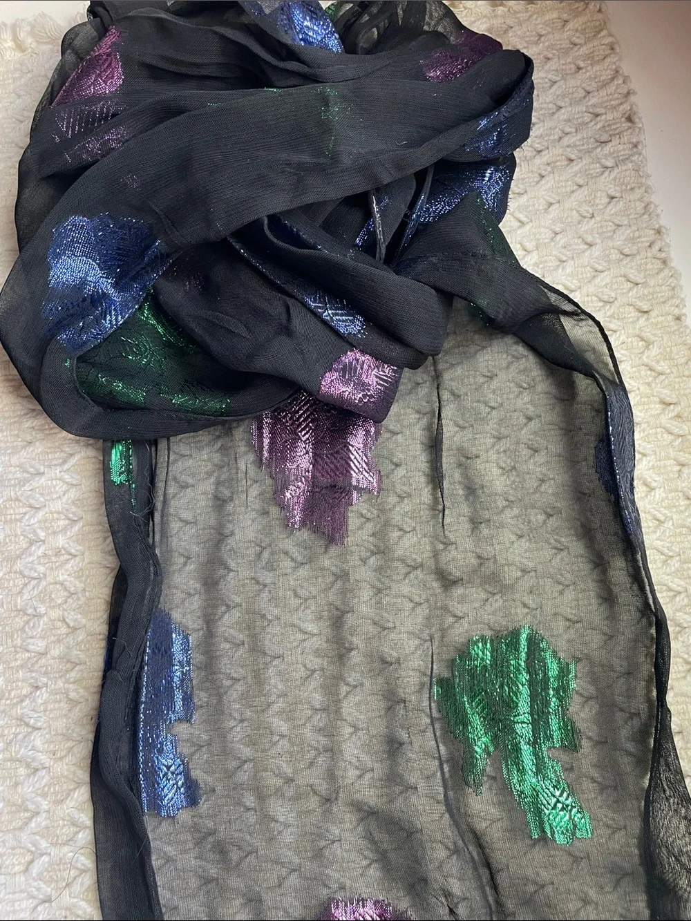 VTG FLORAL ETCHED SCARF
